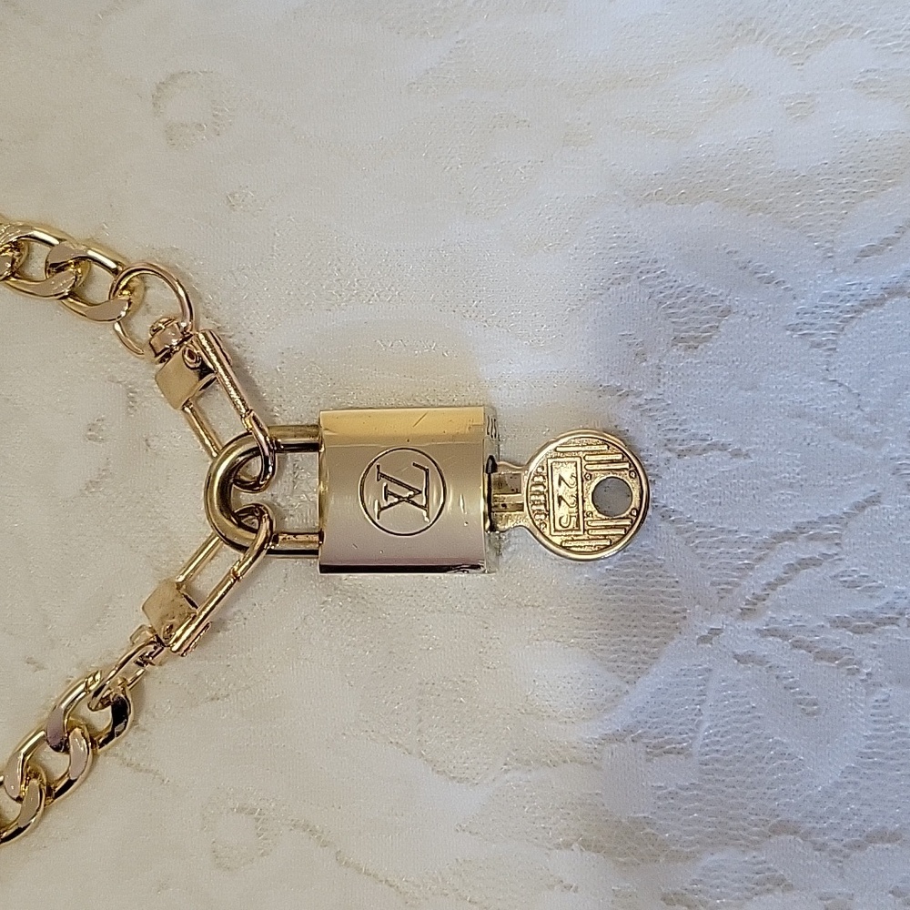 Louis Vuitton Gold Padlock Necklace#225